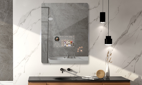 Écoutez la musique sur le miroir de salle de bain intelligent Fitbathmirror