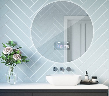 Nouveaux miroirs de salle de bain ronds et intelligents qui prennent en charge le téléchargement de diverses applications