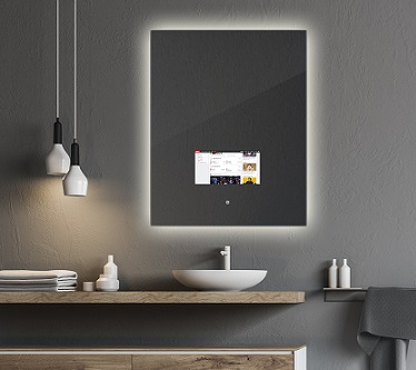 Miroir tactile multifonction avec écran rétroéclairé